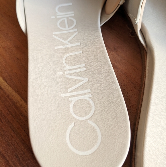 Calvin Klein White Slide Sandals - Picture 4 of 5